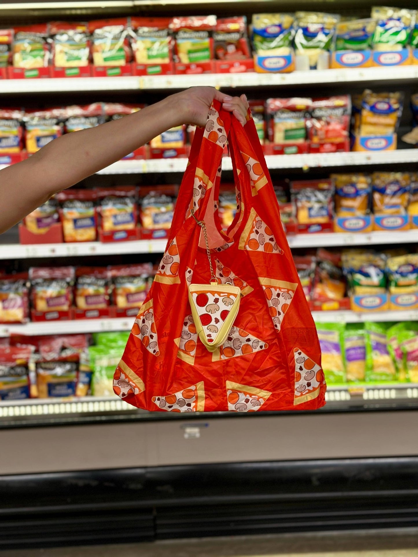 2 - in - 1 Bag Charm & Reusable Shopper Bag - Pizza Slice - Bria Blair Creative