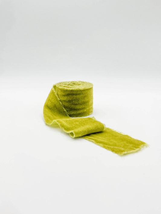 2" Velvet Ribbon - Raw Edge - 29 Colors: Chartreuse - Bria Blair Creative