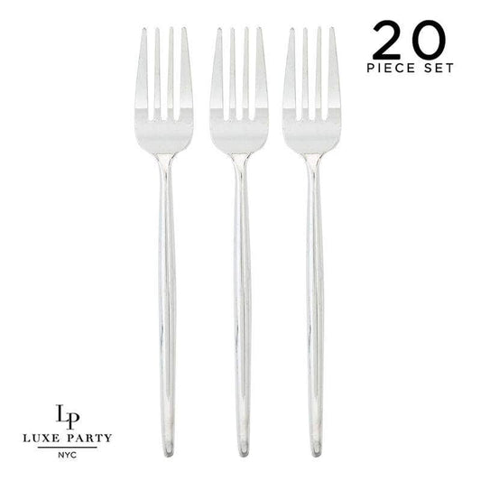 Chic Round Silver Forks | 20 Pieces