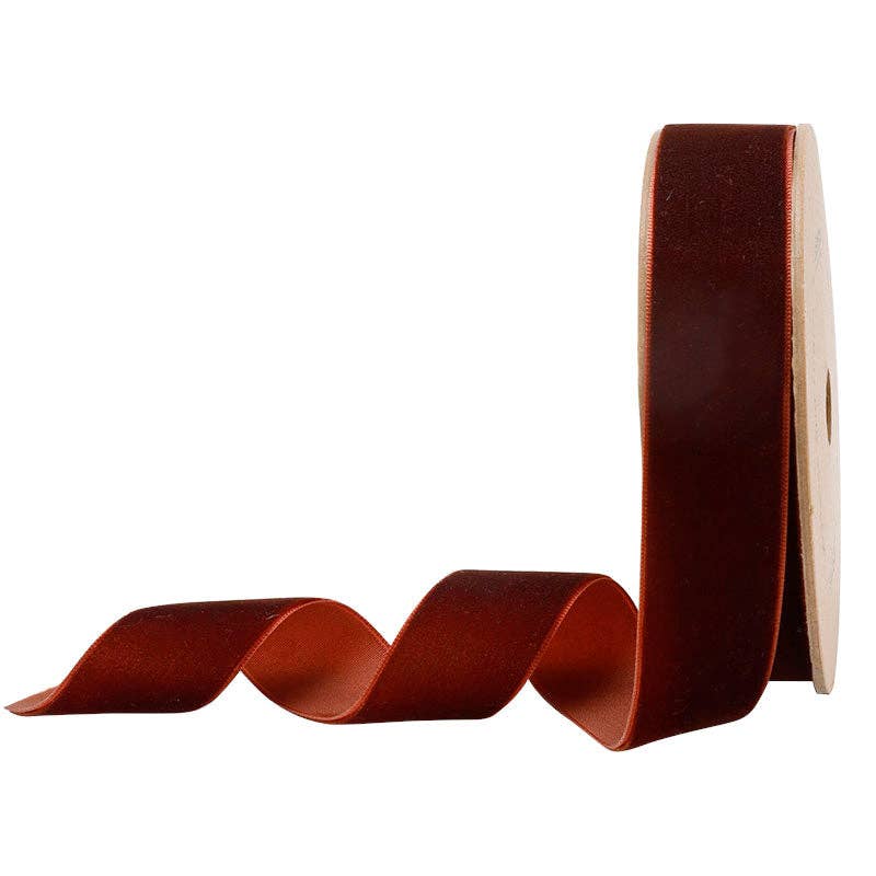 23 Colors | 1" Velvet Ribbon | 10 Yard Roll: Cognac - Bria Blair Creative