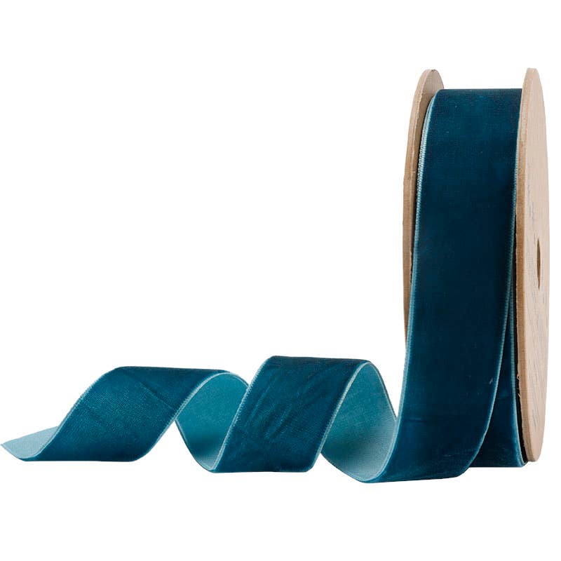 23 Colors | 1" Velvet Ribbon | 10 Yard Roll: Peacock - Bria Blair Creative