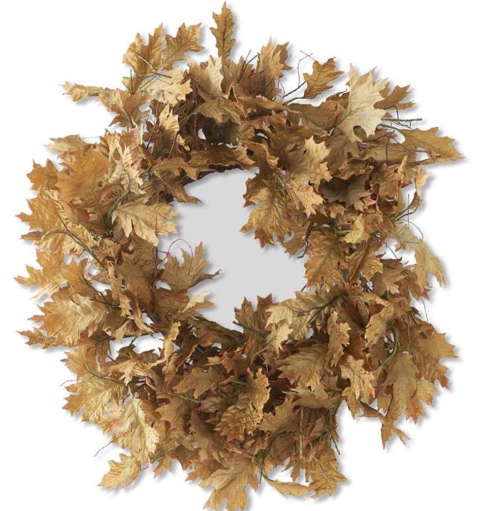 24 Inch Oak Brown and Tan Leaf Wreath - Bria Blair Creative