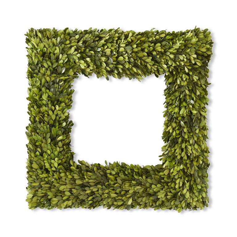 24 Inch Square Preserved Natural Boxwood Wreath - Bria Blair Creative