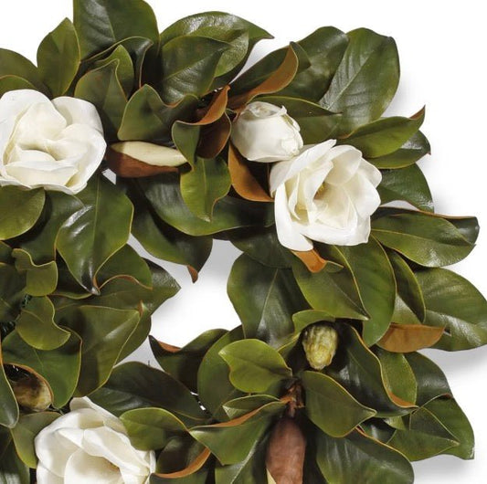24” Magnolia Wreath (White/Green) - Bria Blair Creative