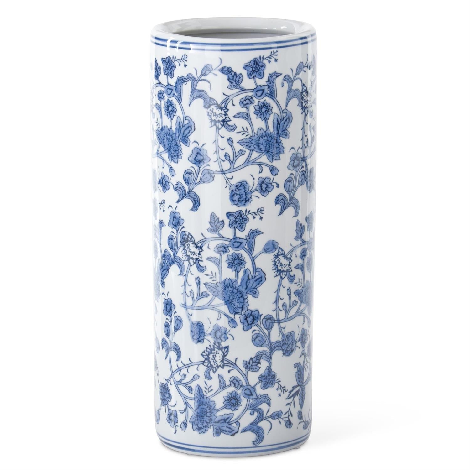 24.25 Inch Blue & White Chinoiserie Umbrella Stand - Bria Blair Creative