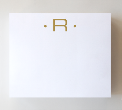 Initial Notepads with Acrylic Tray - Luxe Gold Foil: O