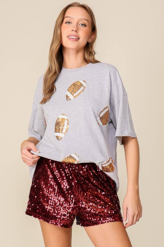 Game Day Dazzling Football T-shirt: WHITE / 2-2-2 (S-M-L)