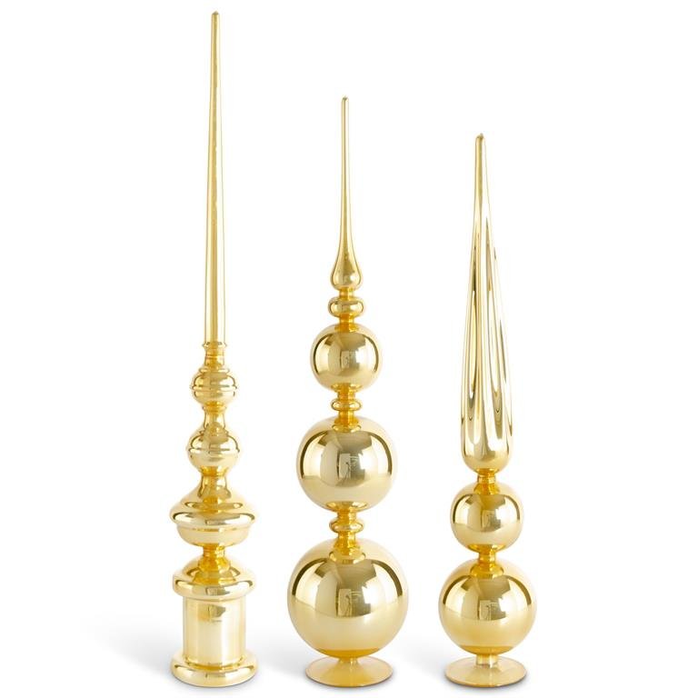 25" Gold Glass Double Ball Finial - Bria Blair Creative