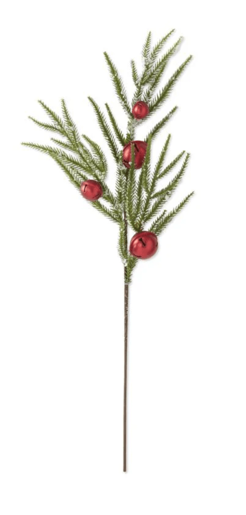 27.5 Inch Red Bell Snowy Pine Stem - Bria Blair Creative