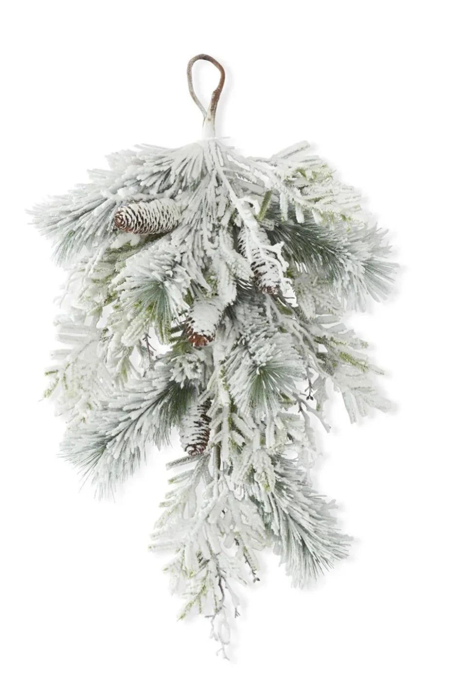 28" Glittered Heavy Flocked Pine Swag with Pinecones - Bria Blair Creative