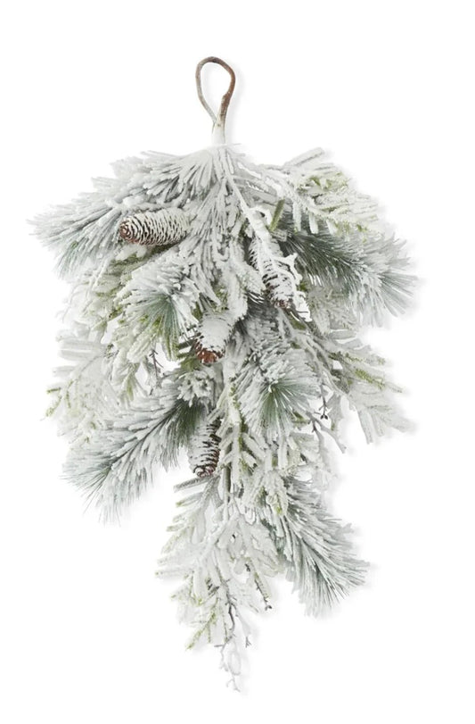 28" Glittered Heavy Flocked Pine Swag with Pinecones - Bria Blair Creative