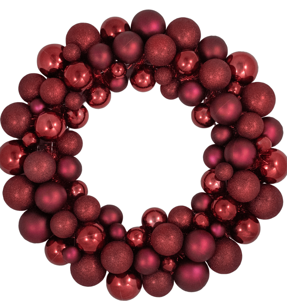 28 Inch Red Shatterproof Ornament Wreath - Bria Blair Creative