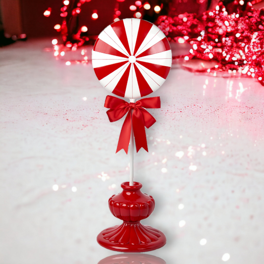 28" Peppermint Lollipop on Red Base