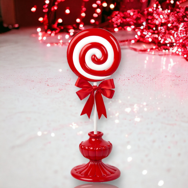 22in Peppermint Swirl Lollipop on Red Base