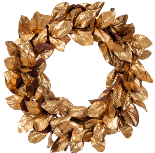 29 Inch Gold Magnolia Leaf Wreath - Bria Blair Creative