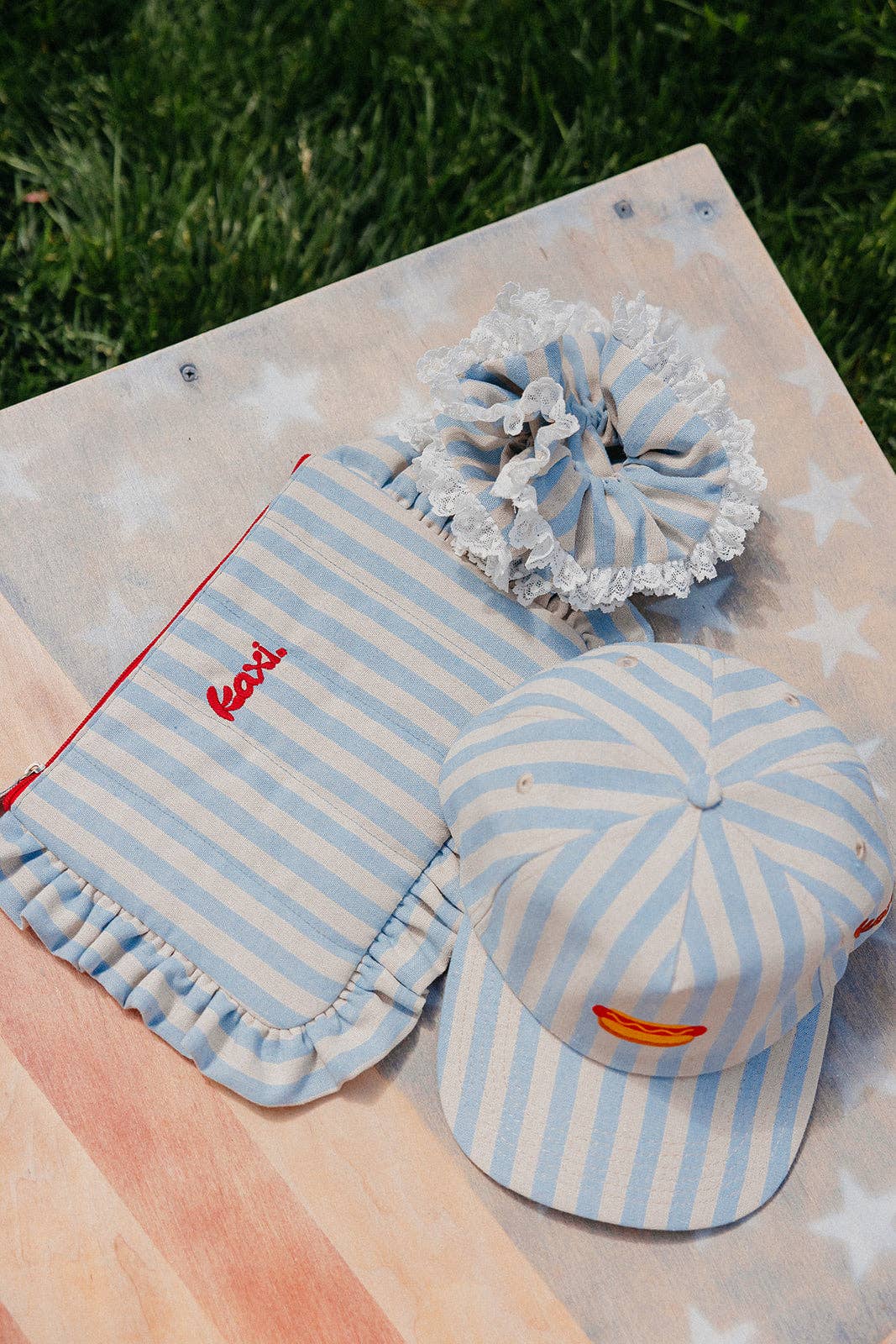 BABY BLUE DENIM LACE CORSET SCRUNCHIE