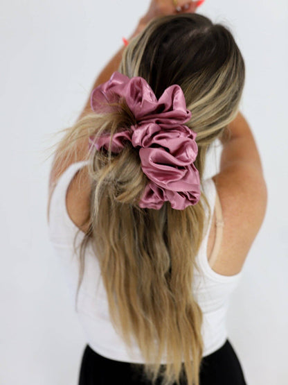JUMBO SLEEP SATIN SCRUNCHIES: DARK BROWN