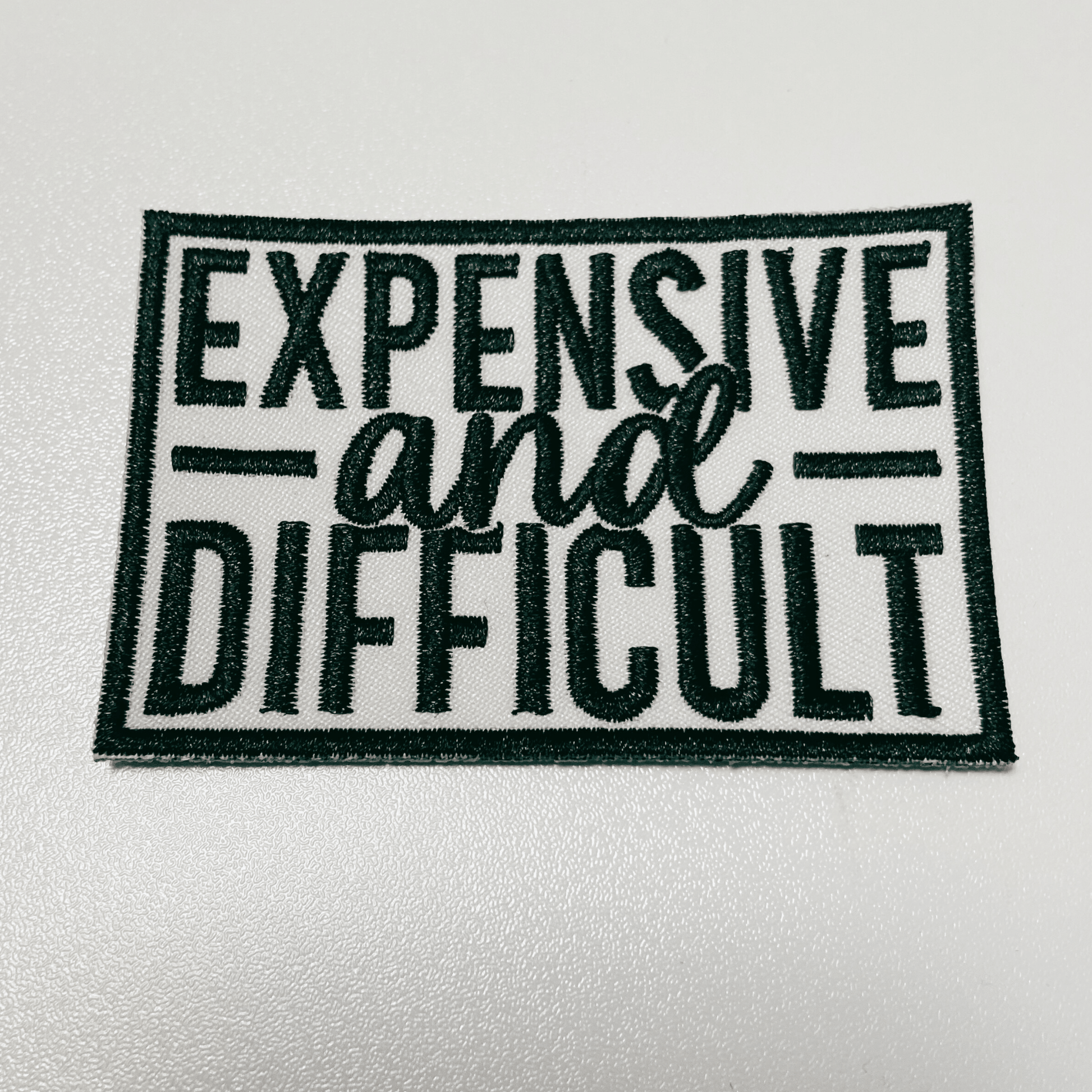 3" Expensive & Difficult in Black - Embroidered Hat Patch: BLACK - Bria Blair Creative