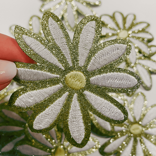 3" Glitter Flower - Embroidered Hat Patch: Embroidered Patch - Bria Blair Creative