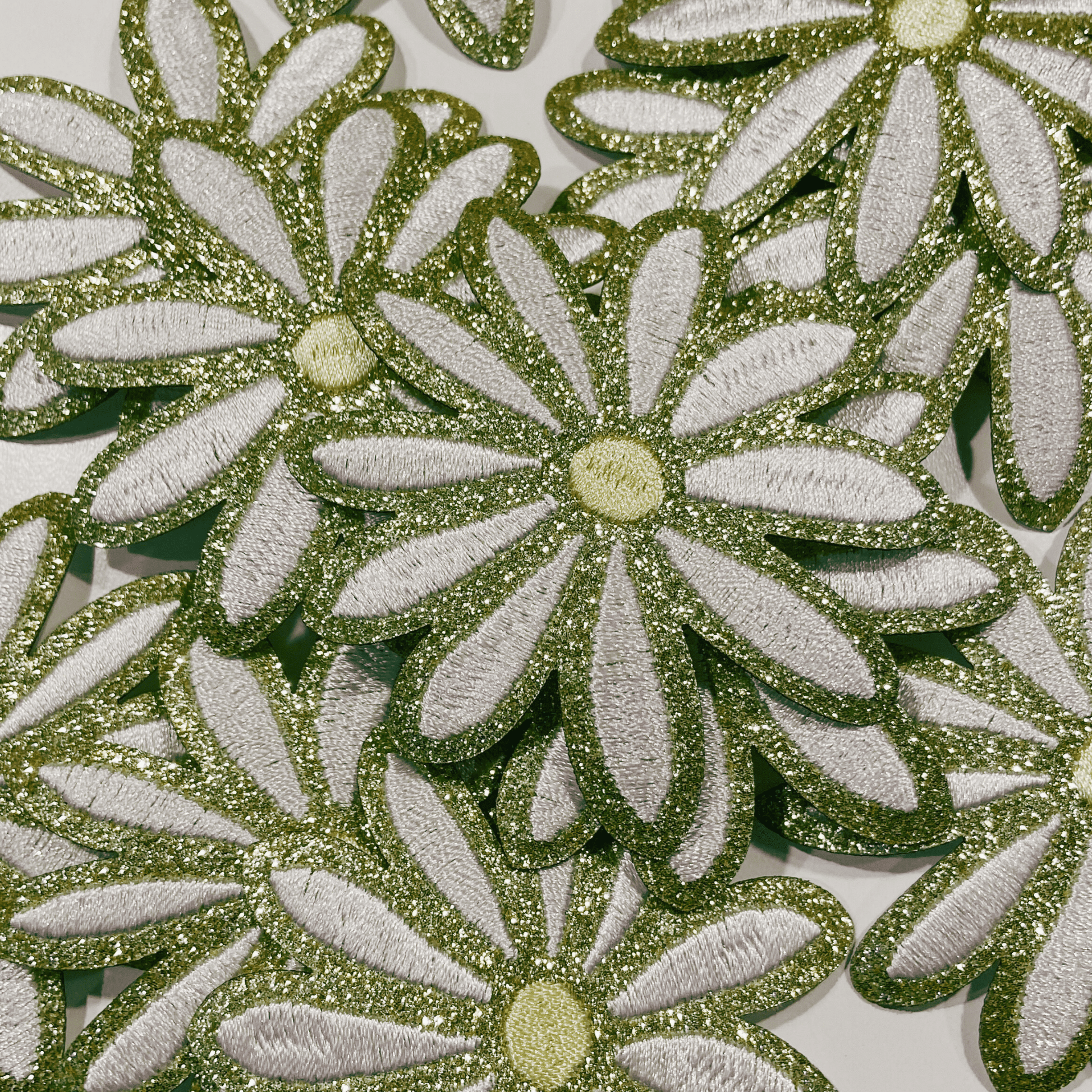 3" Glitter Flower - Embroidered Hat Patch: Embroidered Patch - Bria Blair Creative