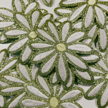 3" Glitter Flower - Embroidered Hat Patch: Embroidered Patch - Bria Blair Creative