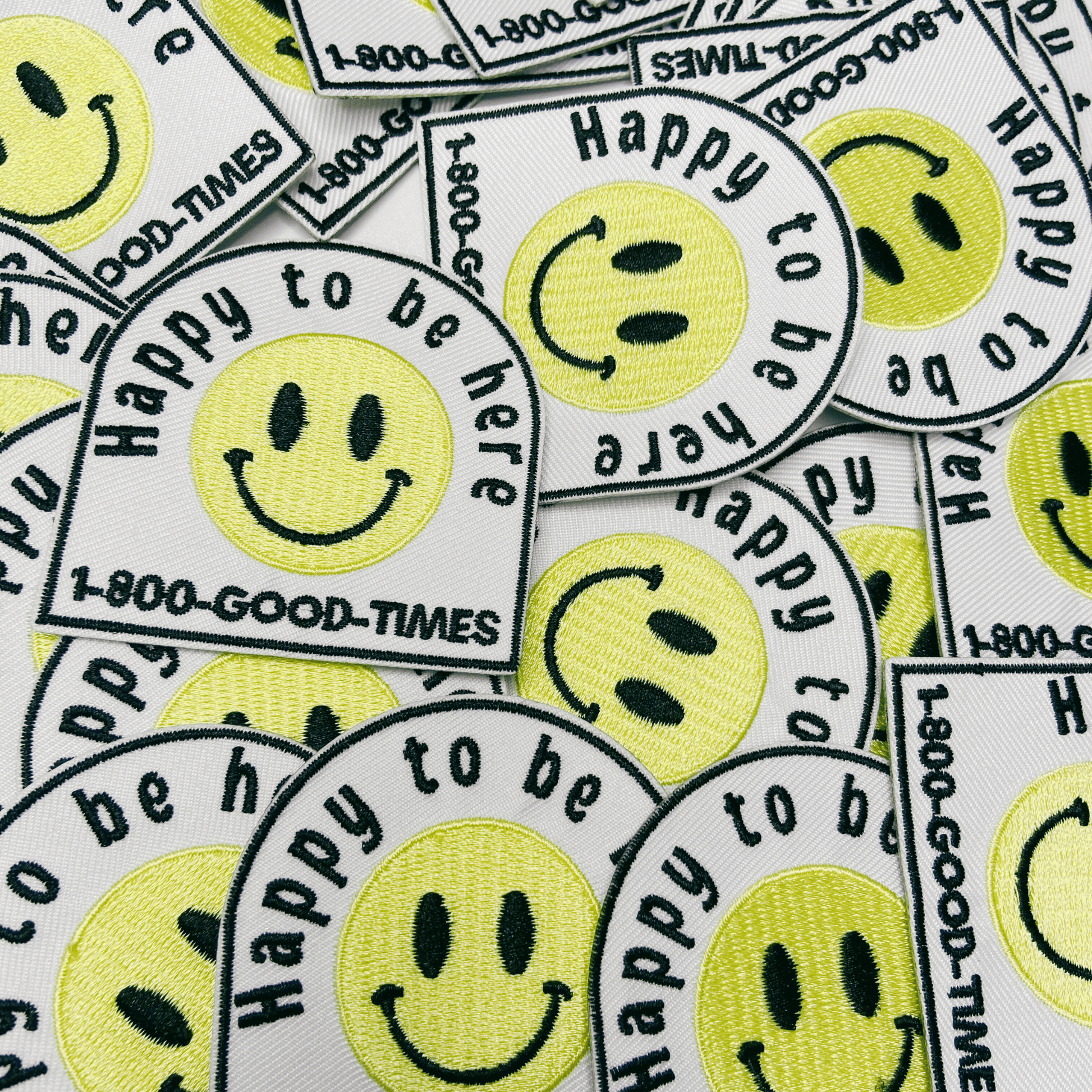 3" Happy to be here smiley face - Embroidered Hat Patch: QTY 1 - Bria Blair Creative