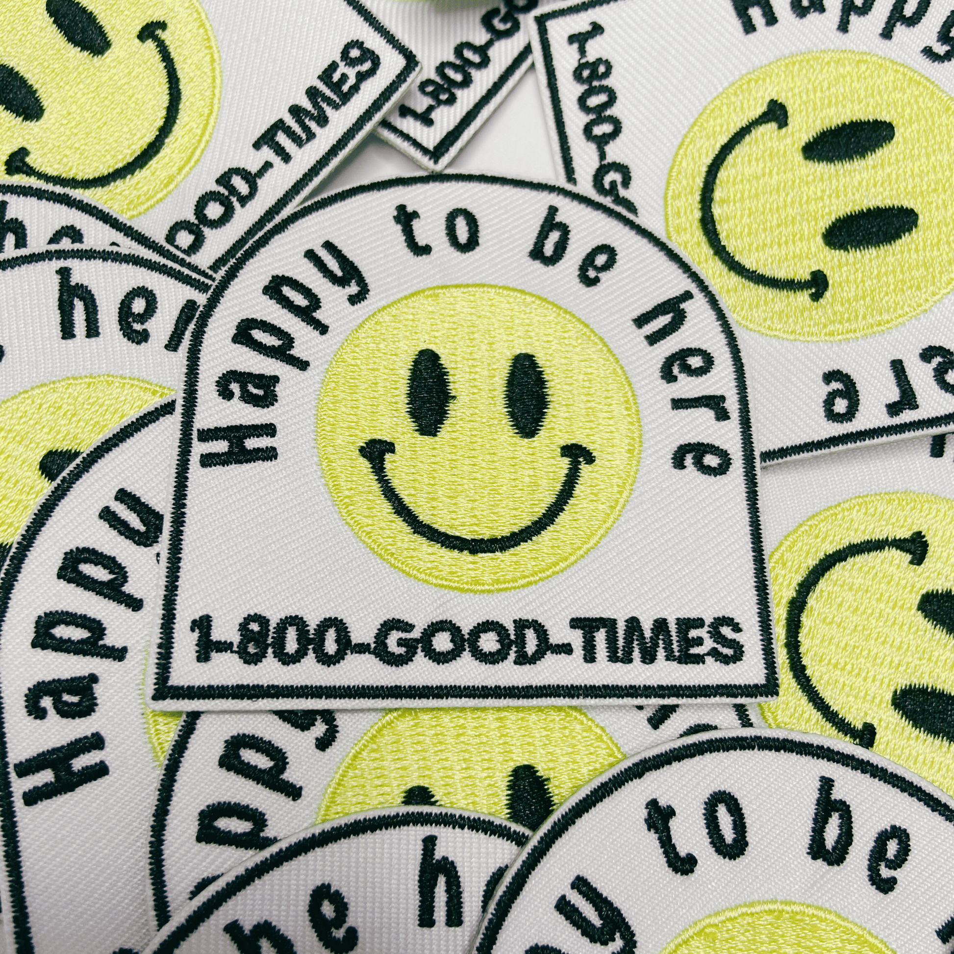 3" Happy to be here smiley face - Embroidered Hat Patch: QTY 1 - Bria Blair Creative