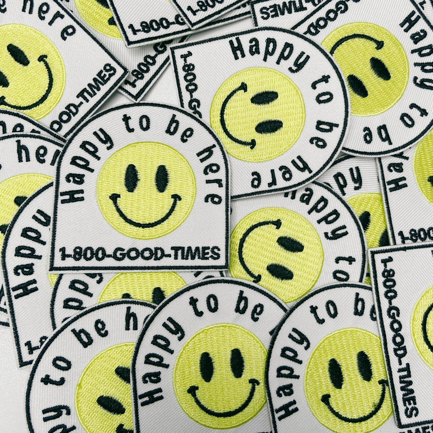 3" Happy to be here smiley face - Embroidered Hat Patch: QTY 1 - Bria Blair Creative