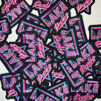 3" Lake Babe in Pink, Black and Blue - Embroidered Hat Patch: Embroidered Patch - Bria Blair Creative