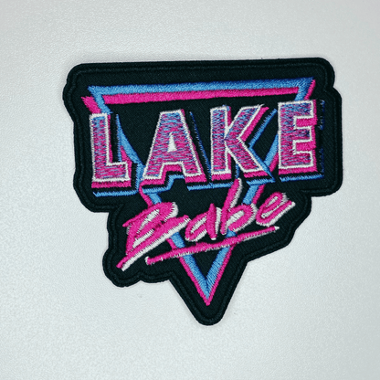 3" Lake Babe in Pink, Black and Blue - Embroidered Hat Patch: Embroidered Patch - Bria Blair Creative