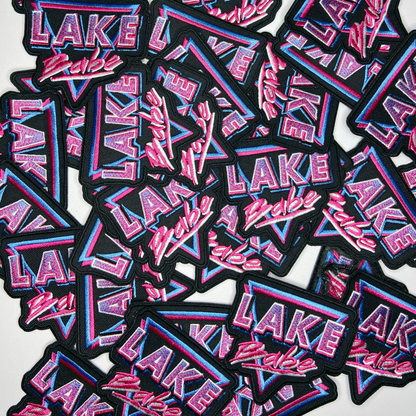 3" Lake Babe in Pink, Black and Blue - Embroidered Hat Patch: Embroidered Patch - Bria Blair Creative