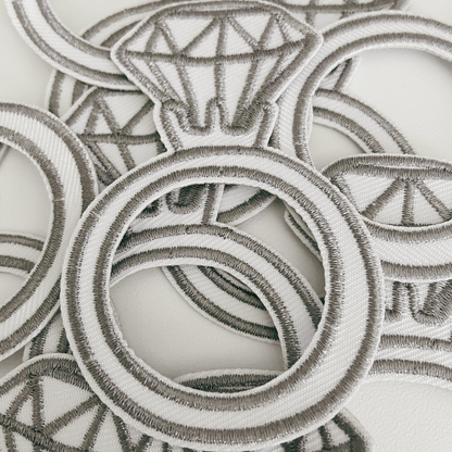 3" RING - Metallic Silver - Embroidered Hat Patch: QTY 1 - Bria Blair Creative