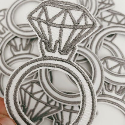 3" RING - Metallic Silver - Embroidered Hat Patch: QTY 1 - Bria Blair Creative