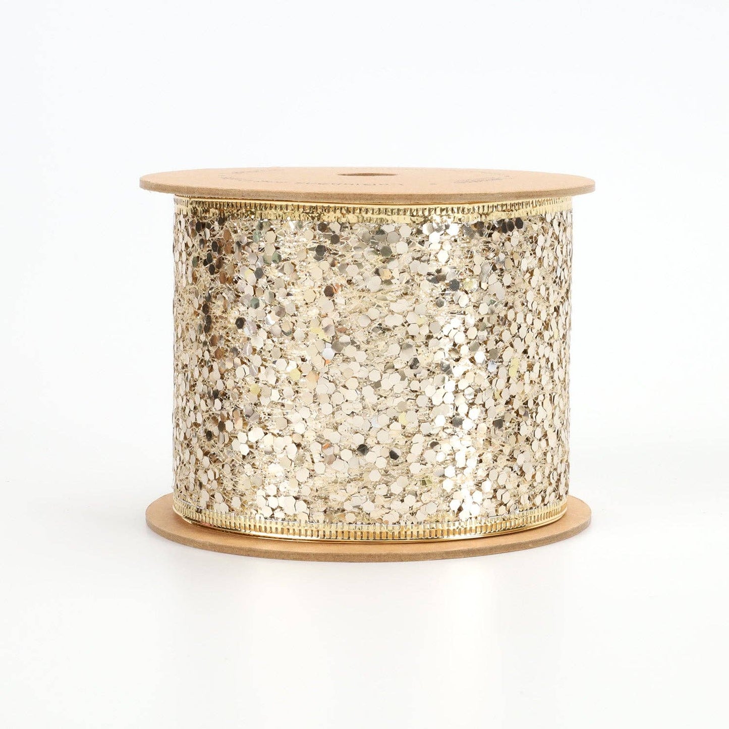 3" Sequin Wired Ribbon | White Gold - Bria Blair Creative
