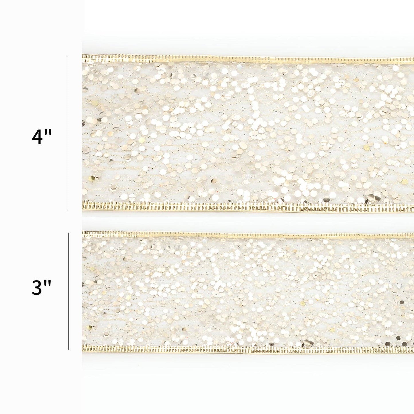 3" Sequin Wired Ribbon | White Gold - Bria Blair Creative