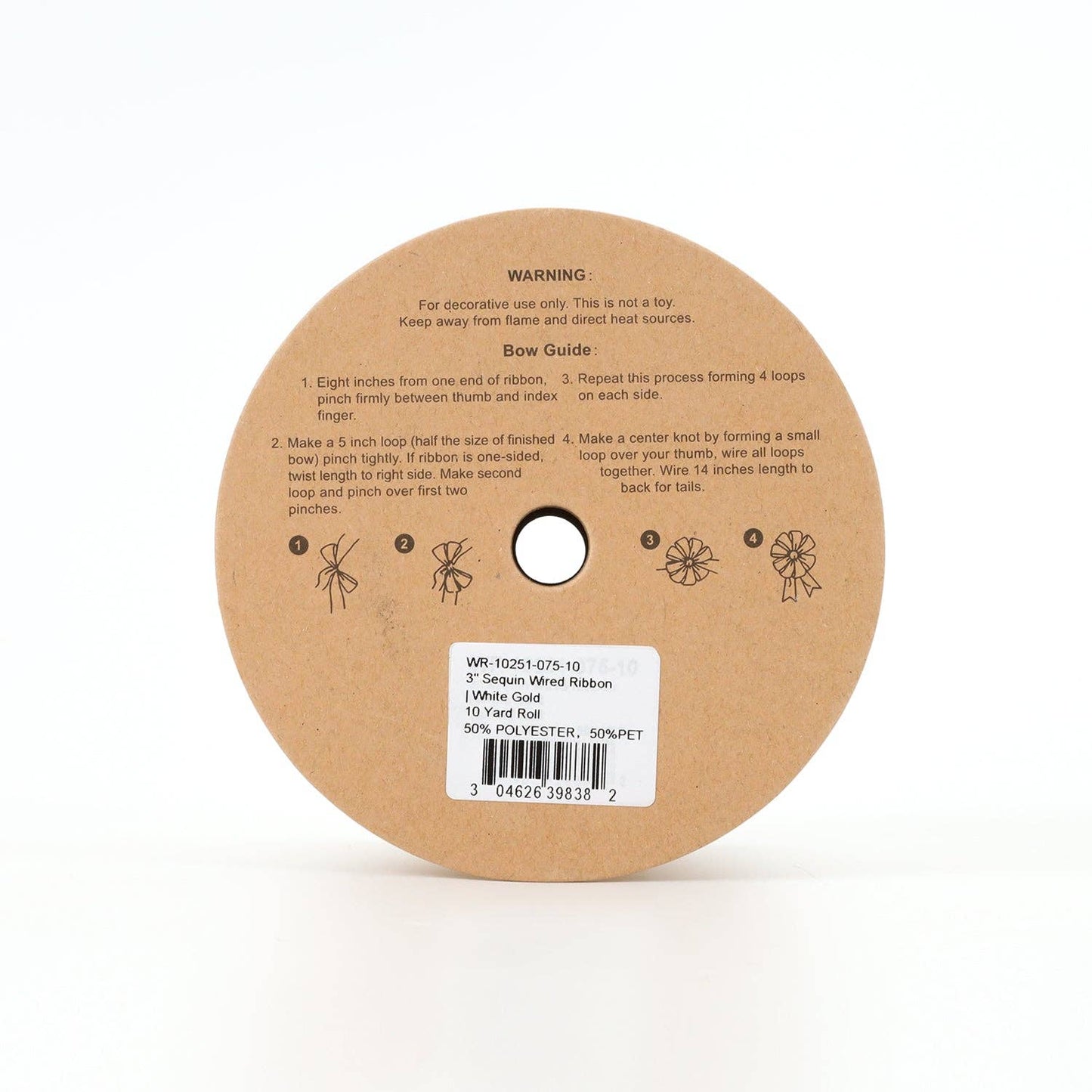 3" Sequin Wired Ribbon | White Gold - Bria Blair Creative