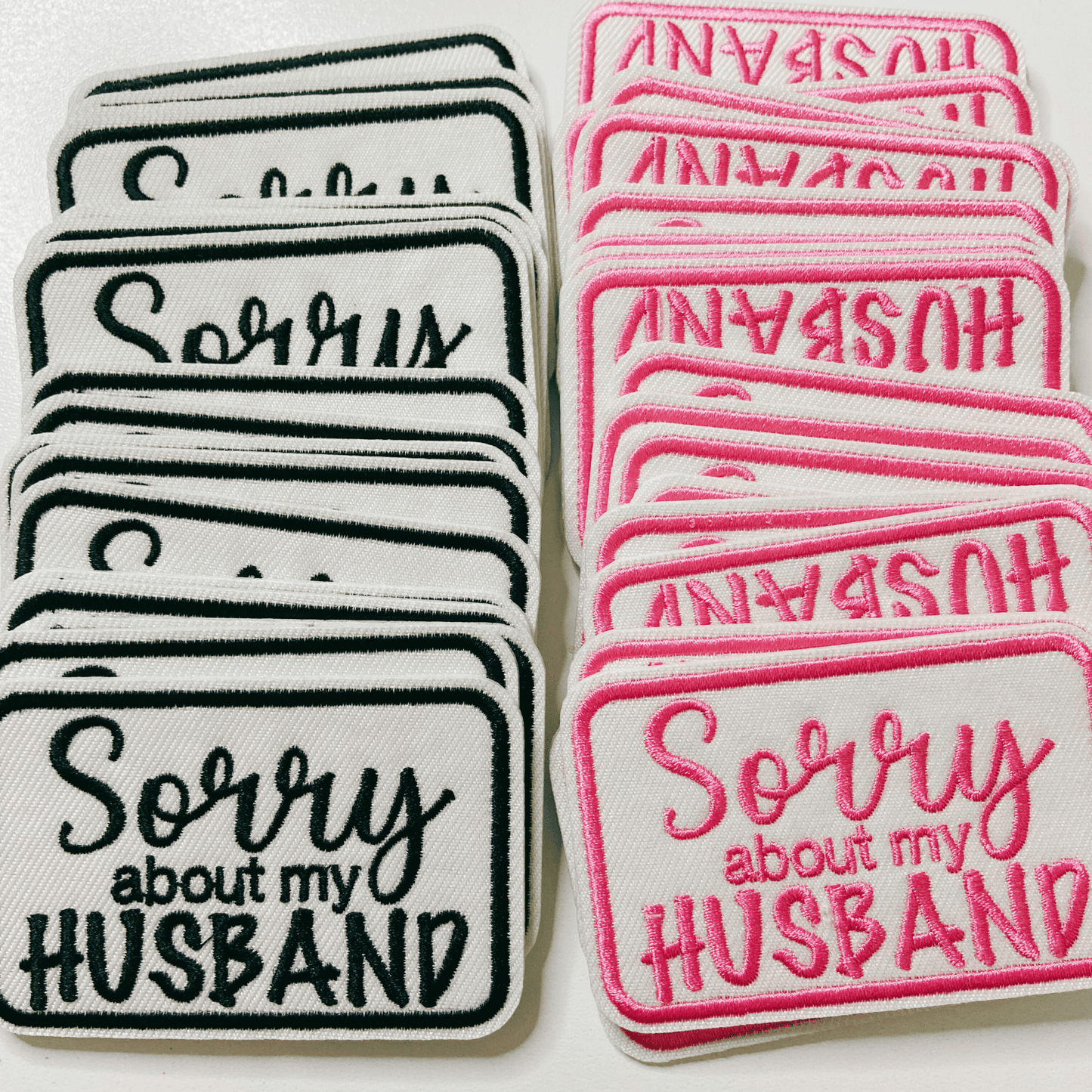 3" Sorry about My HUSBAND in Black or Pink - Embroidered Hat Patch: BLACK - Bria Blair Creative