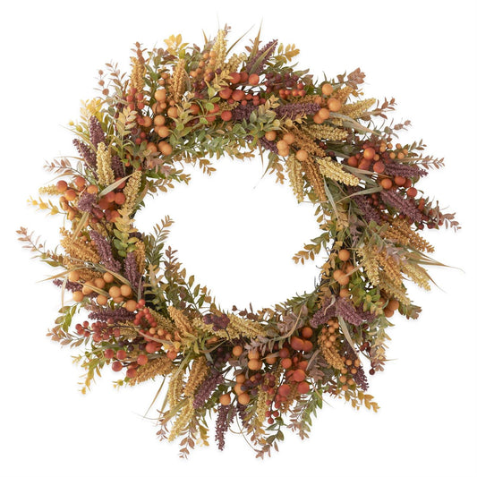 30 Inch Burgundy Cream Seed Berry Fall Foliage Wreath - Bria Blair Creative
