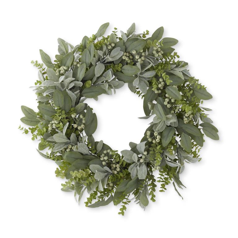 30 Inch Mixed Green Foliage w/Berries Wreath - Bria Blair Creative