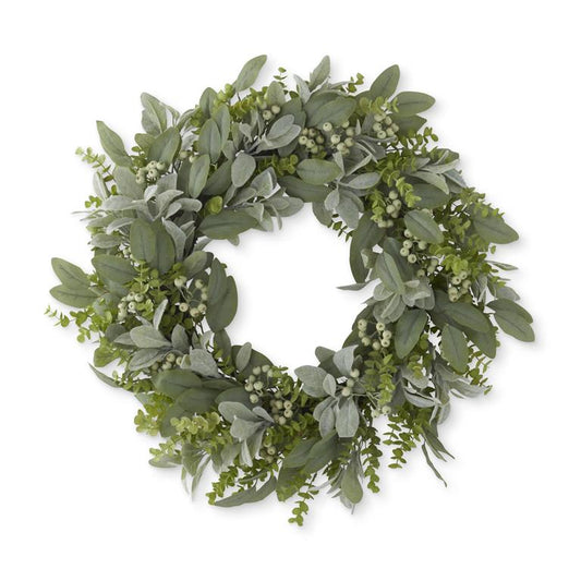 30 Inch Mixed Green Foliage w/Berries Wreath - Bria Blair Creative