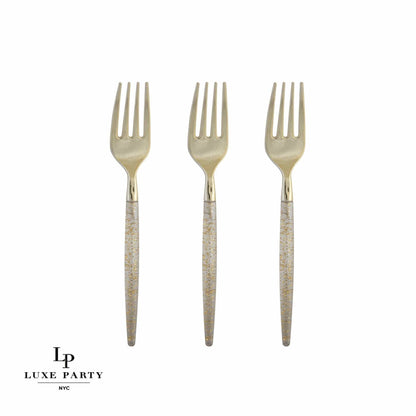 Gold Glitter Plastic Mini Forks | 20 Forks: 20 Mini Forks