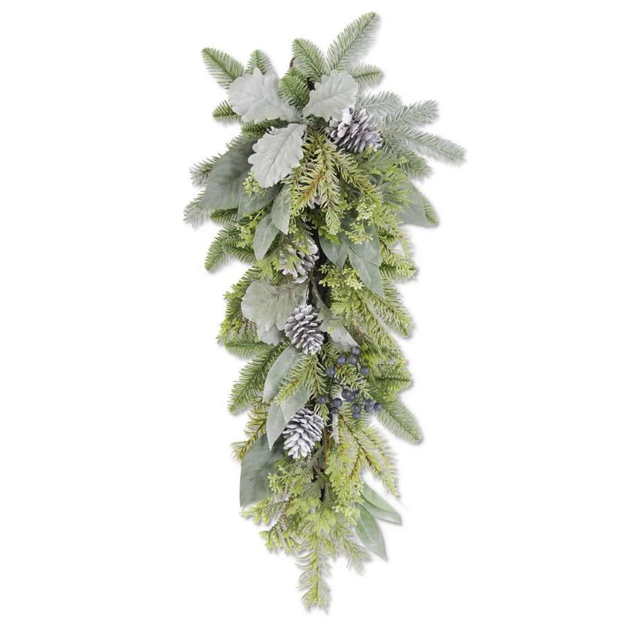 32.5" Mixed Pine Swag with Pinecones Lambs Ear & Blueberries - Bria Blair Creative