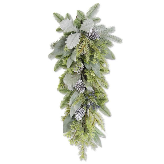 32.5" Mixed Pine Swag with Pinecones Lambs Ear & Blueberries - Bria Blair Creative