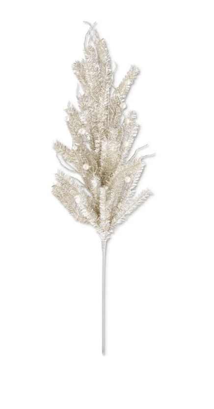 34 Inch Champagne Tinsel Twig and Pearl Stem - Bria Blair Creative