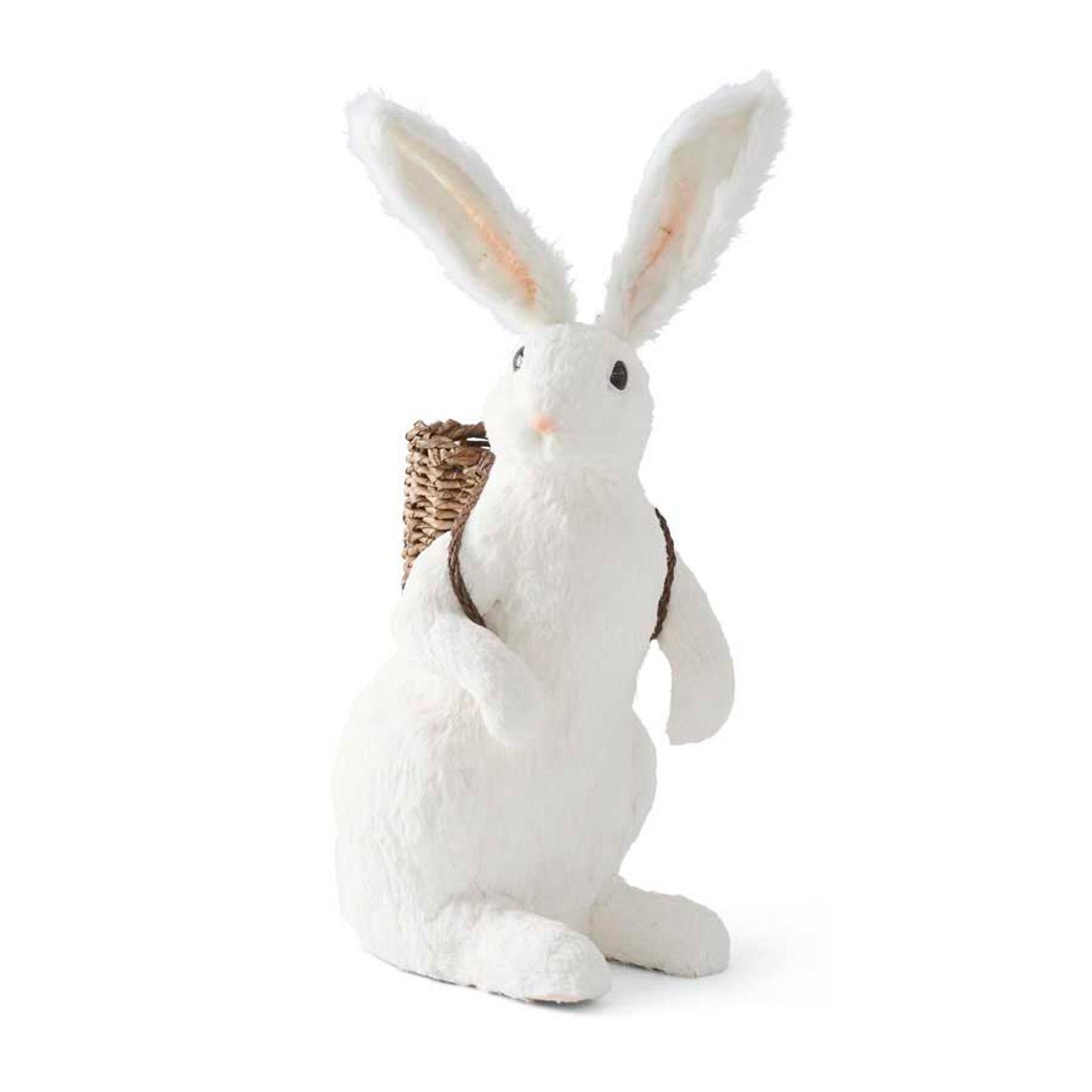 34 Inch White Standing Sisal Rabbit With Basket On Back - Bria Blair Creative