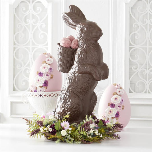 34.25 Inch Resin Chocolate Bunny w/Open Basket - Bria Blair Creative