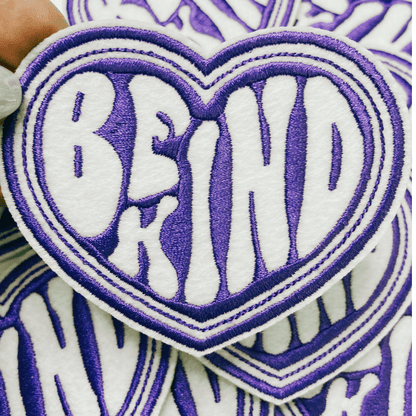 3.5" Be Kind Heart in Purple - Embroidered Hat Patch: 3" Embroidered Patch - Bria Blair Creative
