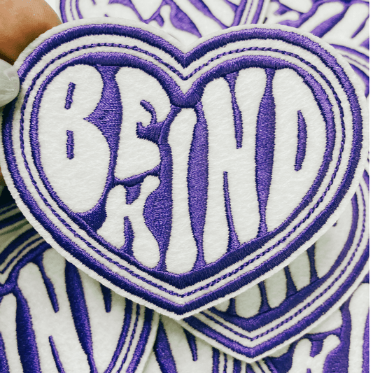 3.5" Be Kind Heart in Purple - Embroidered Hat Patch: 3" Embroidered Patch - Bria Blair Creative