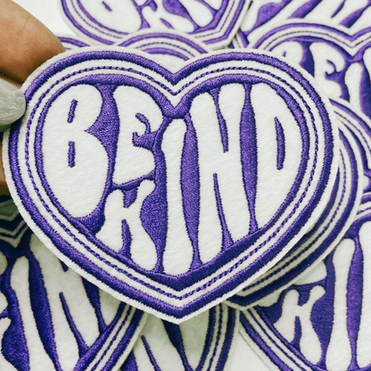 3.5" Be Kind Heart in Purple - Embroidered Hat Patch: 3" Embroidered Patch - Bria Blair Creative