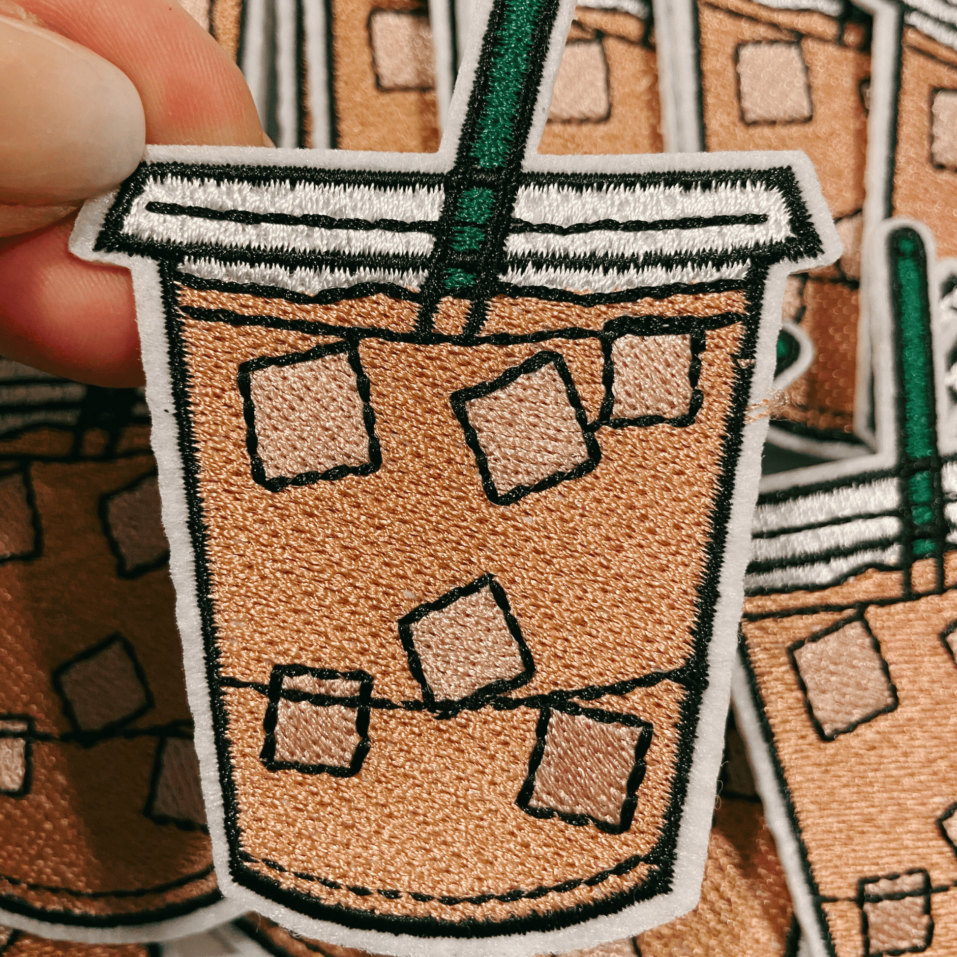 3.5" Iced Coffee - Embroidered Hat Patch: Embroidered Patch - Bria Blair Creative